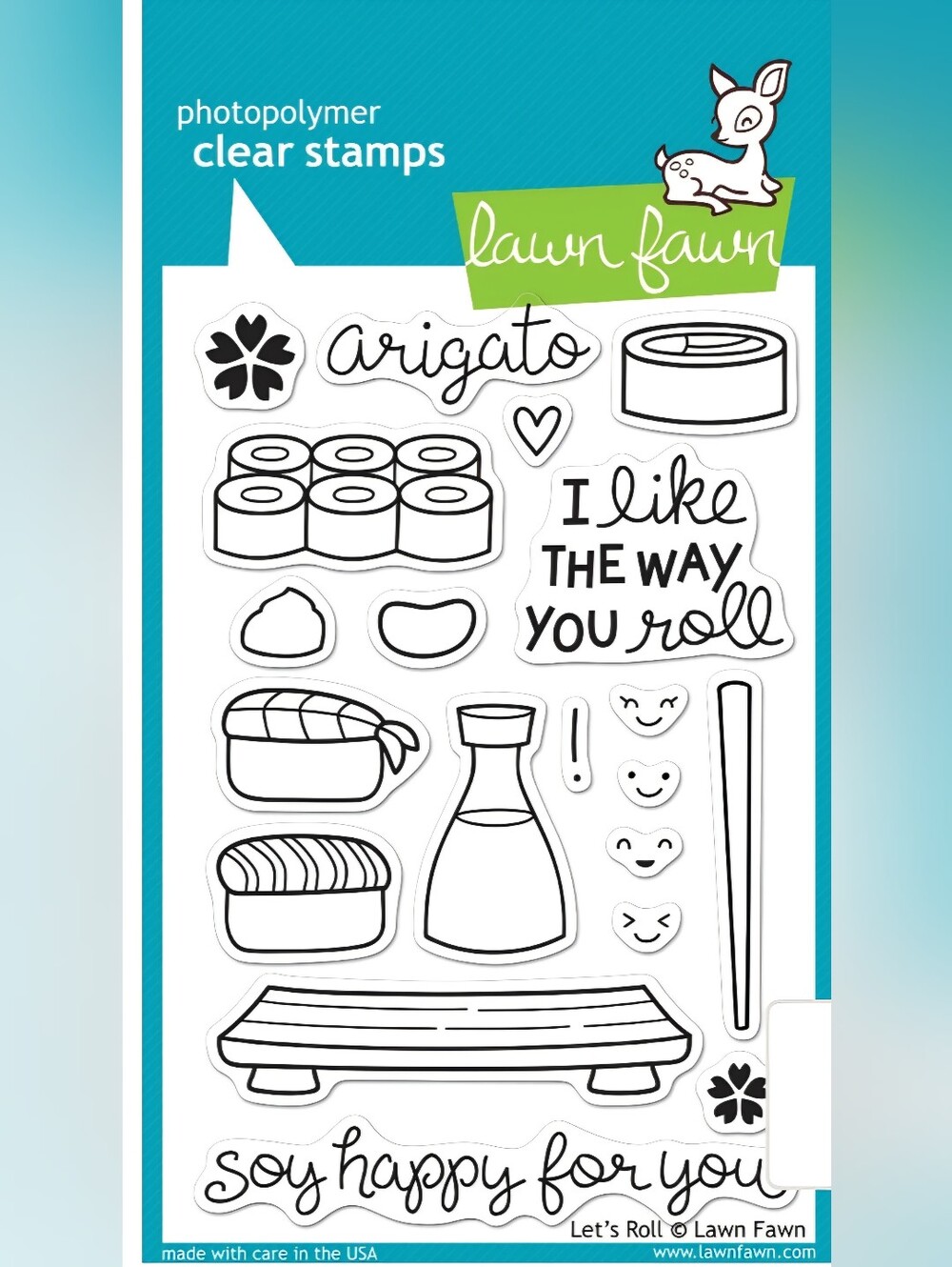 New Fun Lawn Fawn Let's Roll sushi Stamp Set